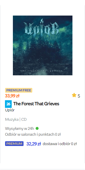 Upiór „The Forest That Grieves” w zestawieniu TOP 100 W Empik